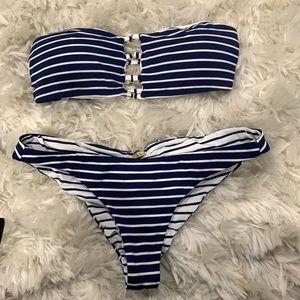 Top AND Bottom Blue and white beach bunny